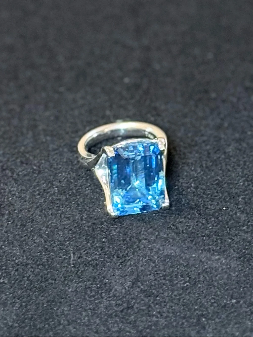 13x18mm Emerald Cut Aquamarine 925 Sterling Silver Statement Ring Sz 6.75